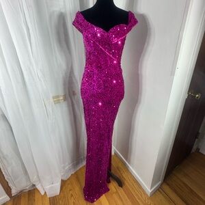 Strapless Sequin Dress in Purple